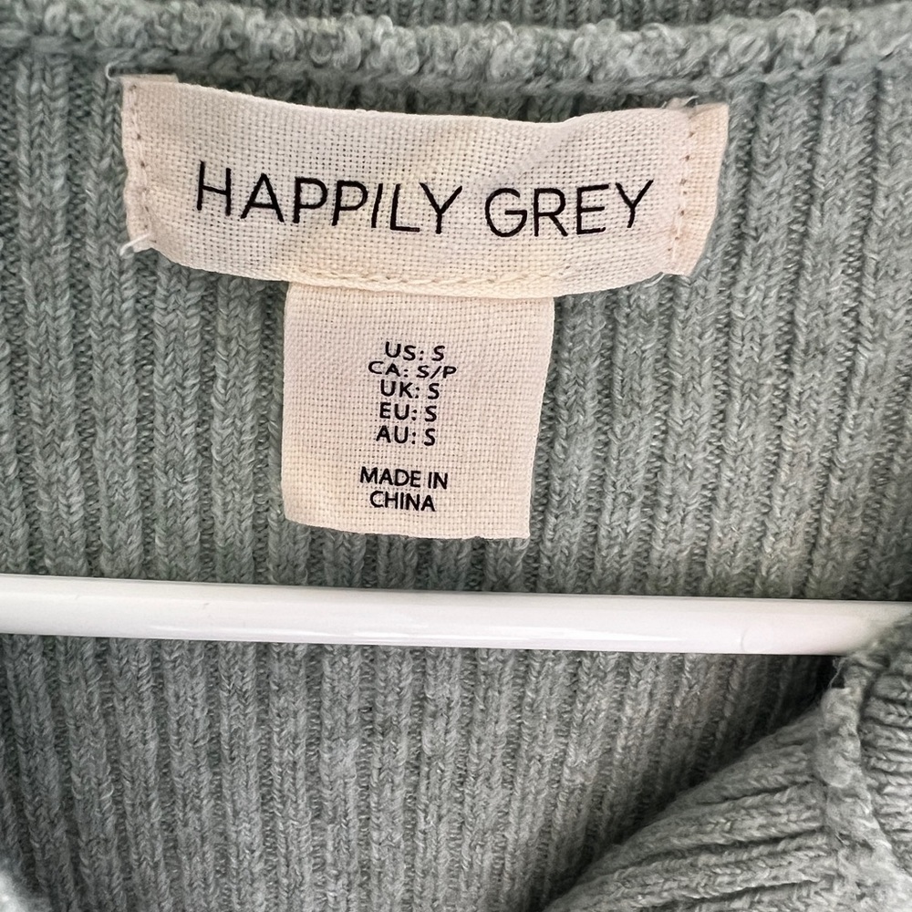 Happily Grey Cozy Ribbed Cardigan in Sage Green - Picture 2 of 3